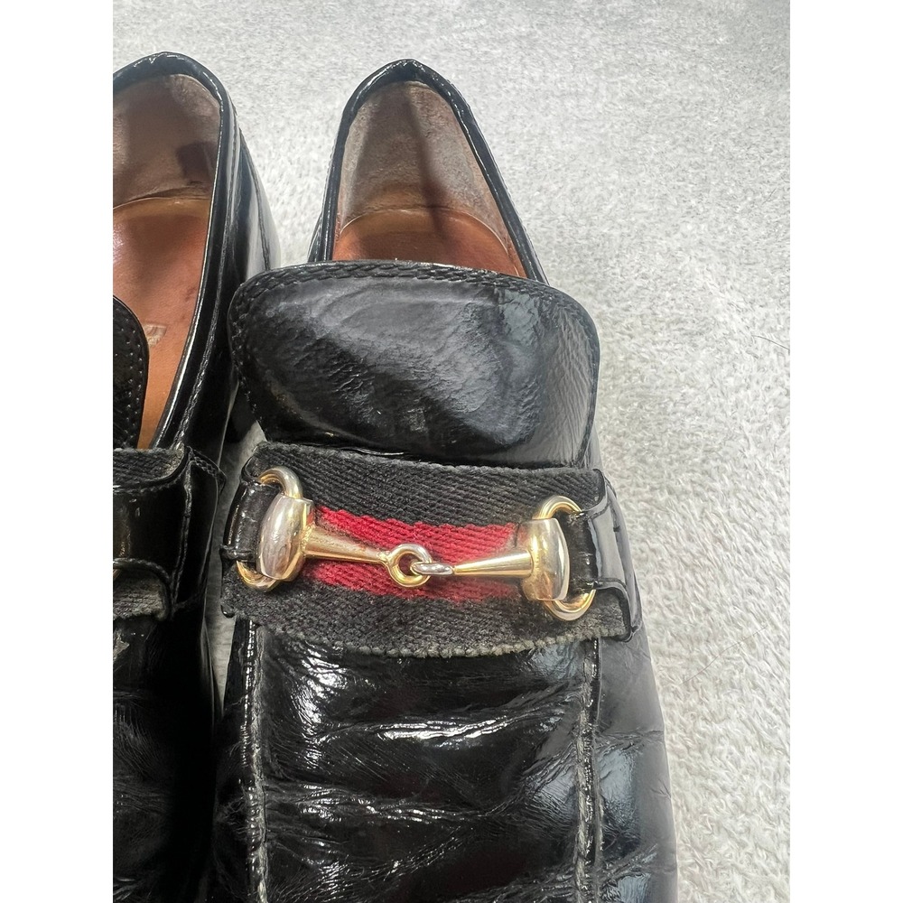 Gucci‎ Vintage Mens Horsebit Loafers Black Patent Leather Size 41.5 M Italy - Picture 6 of 11